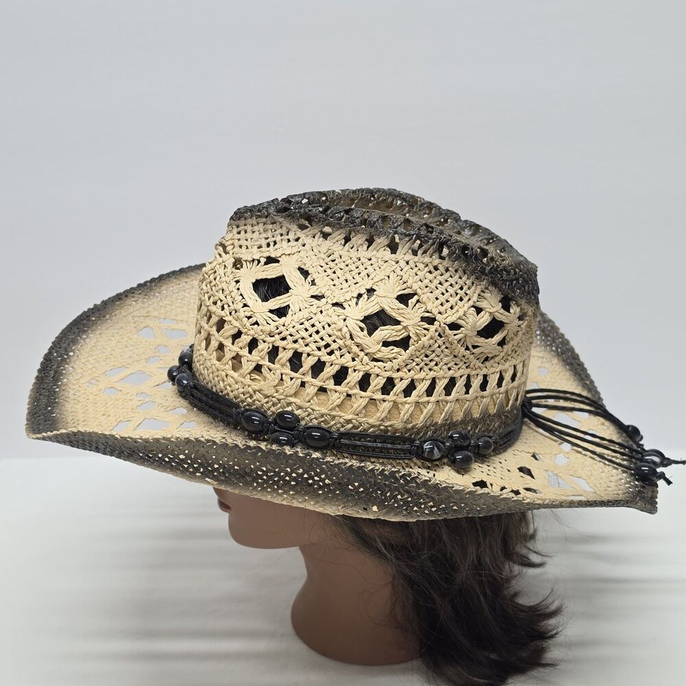 Milani Straw Western Hat With Shapeable Brim Elastic Band Cowgirl Cowboy Rodeo